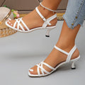 White Ankle Strap High Heels Sandals for Women Fashion Thin Heel Dress Shoes Woman 2025 Summer Cross Strap Party Sandalias Mujer